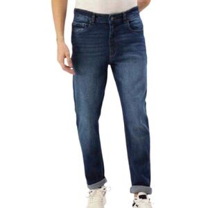 Forever 21 Men's Straight Jeans in Dark Blue Denim